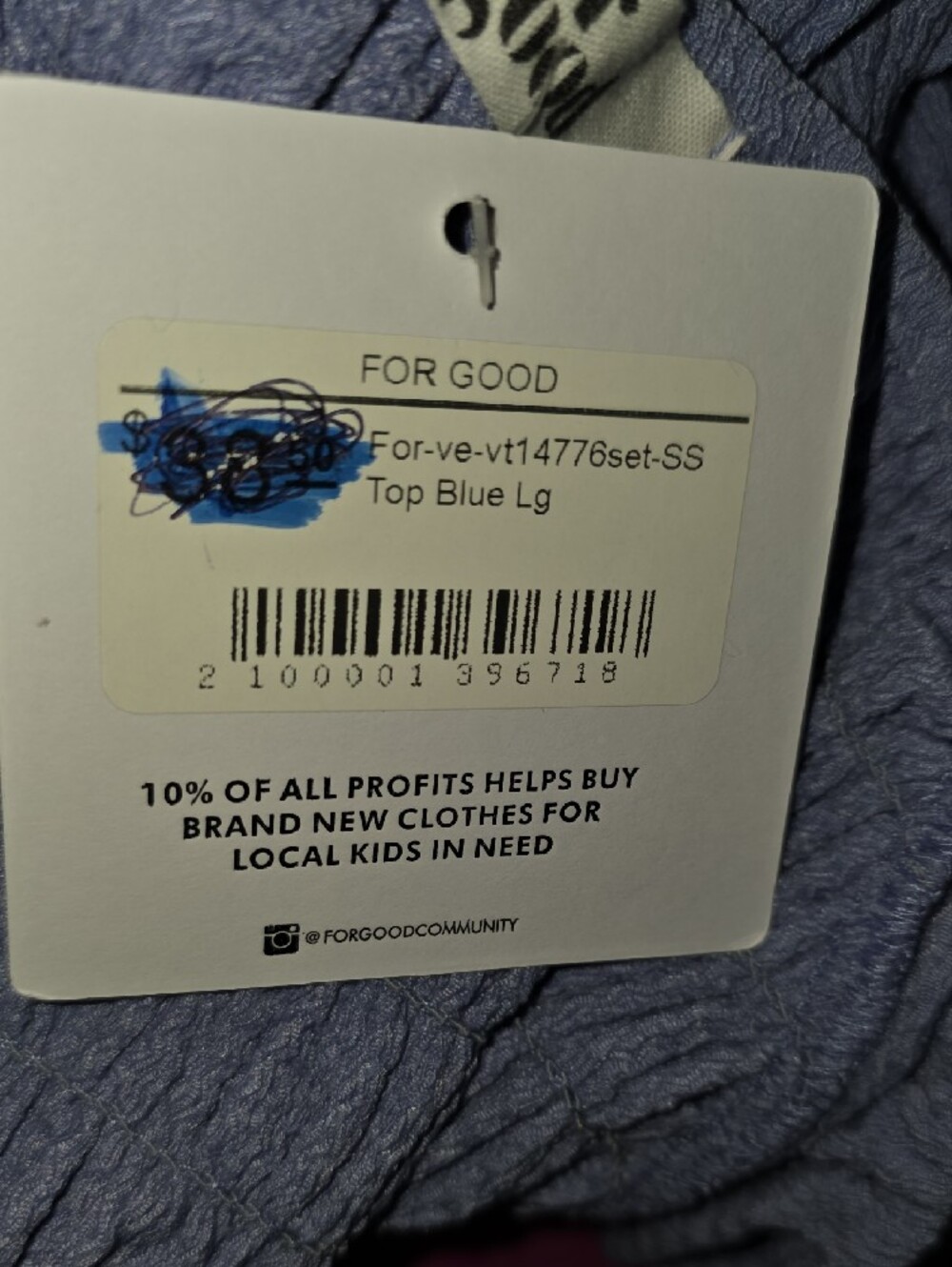 Nwt For Good Blue Smocked Peplum Puff-Sleeve Top - Picture 6 of 8